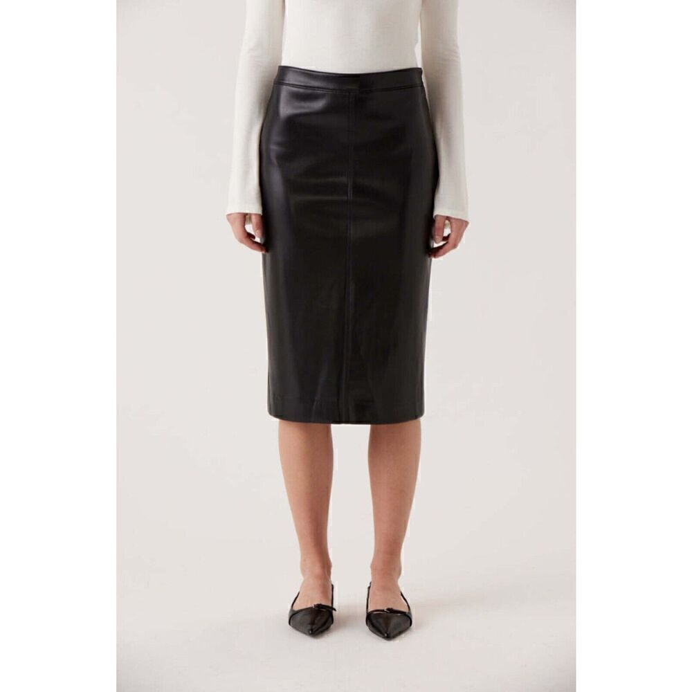 $168 Sophie Rue Bridget Faux Leather Skirt Black Size Medium